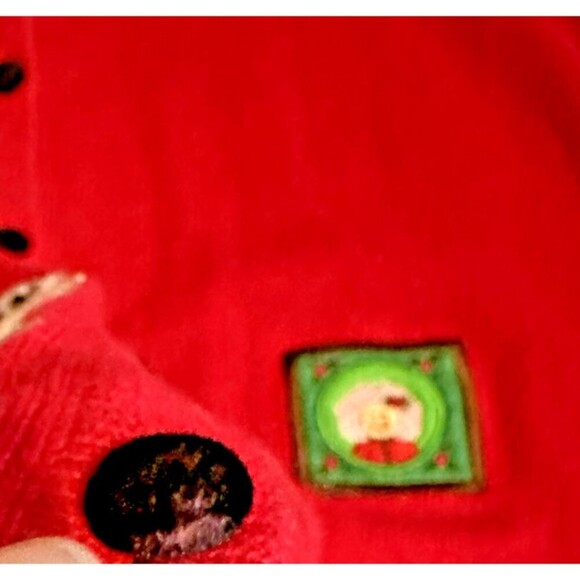 Merry & Bright Christmas Dalmatian Dog Button Up Cardigan Sweater sz M - Picture 4 of 8